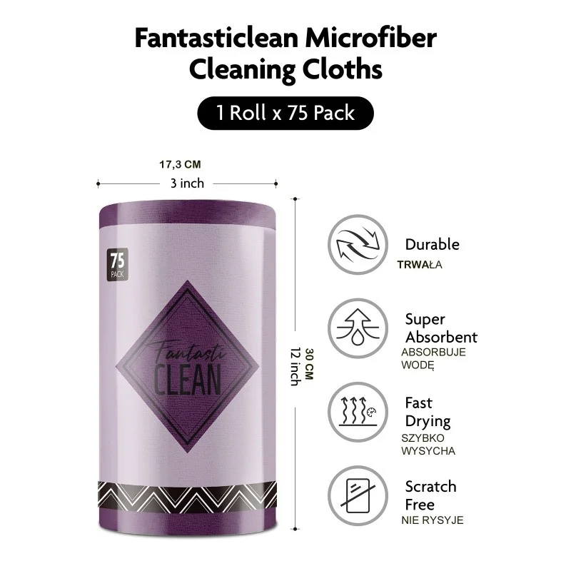 Ręcznik z mikrofibry FANTASTICLEAN 30x30cm 75szt 175g/m2 Fioletowy — ujęcie 8