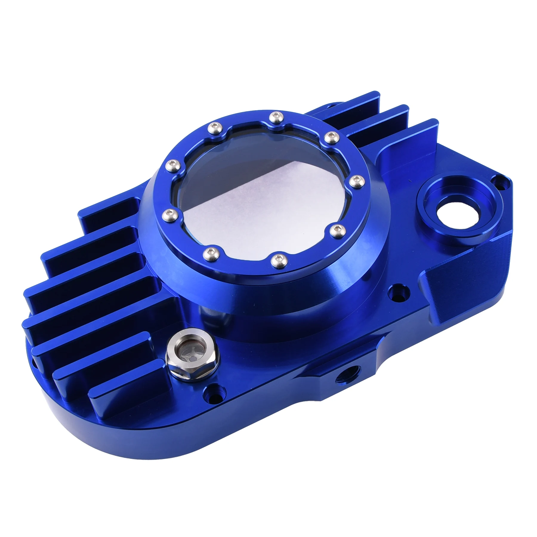 Pokrywa silnika Simson S51 SR50 lewa aluminium CNC clear niebieska + śruby DPR Performance — ujęcie 5
