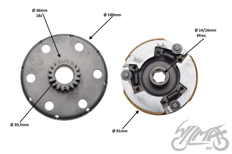Sprzęgło do pitbike YCF50 — komplet — ujęcie 2