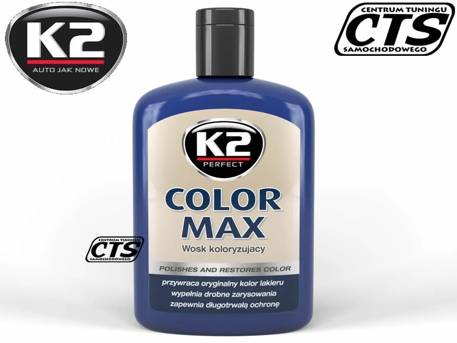 K2 COLOR MAX koloryzujący wosk nabłyszczający - Niebieski 200 ml