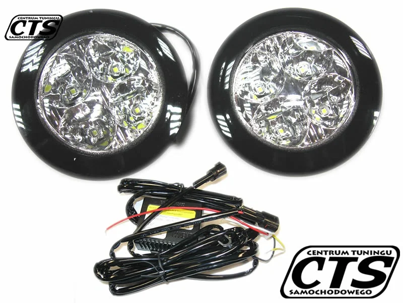 Lampy dzienne diodowe MTech 12V 4x1W HP LED OKRĄGŁE POŁYSK — ujęcie 5