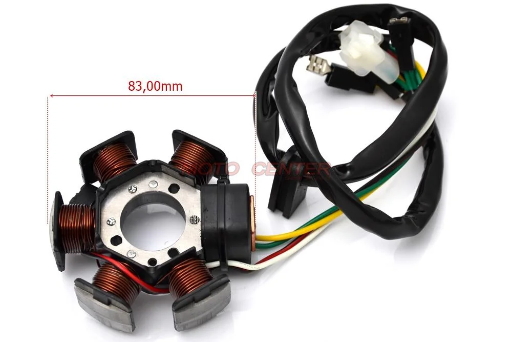 Stator 6 cewek 6 przewodów 50 cm³ motorower 2T Yamaha AM6 (kostka 2 Piny+4 przewody) — ujęcie 3