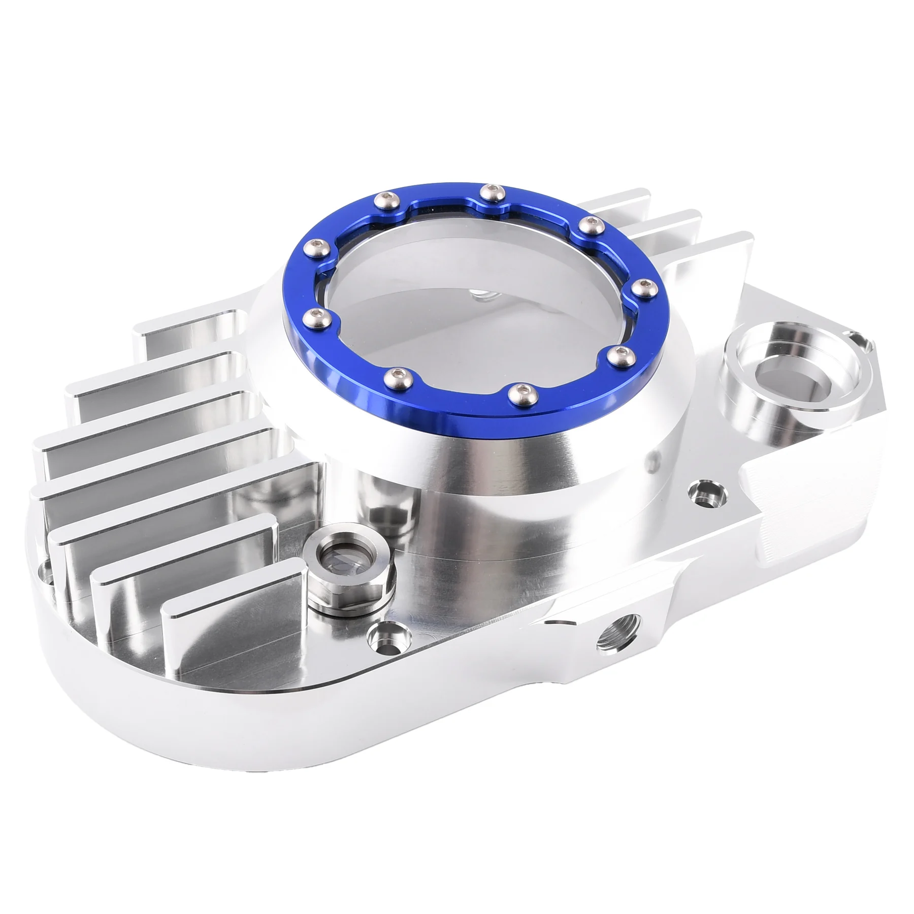 Pokrywa silnika Simson S51 SR50 lewa aluminium CNC clear niebieski + śruby DPR Performance — ujęcie 3