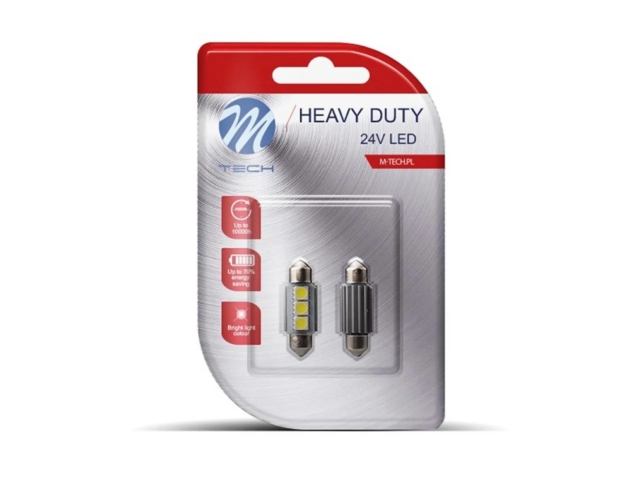 Żarówka rurkowa SV8.5 24V 36mm 3xSMD5050 LED CANBUS biała M-TECH (2szt.) — ujęcie 2