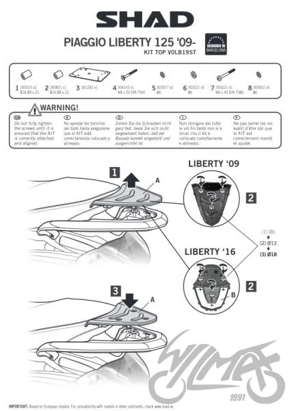 Stelaż kufra centralnego SHAD do Piaggio Liberty 50 / Liberty 125 — ujęcie 2