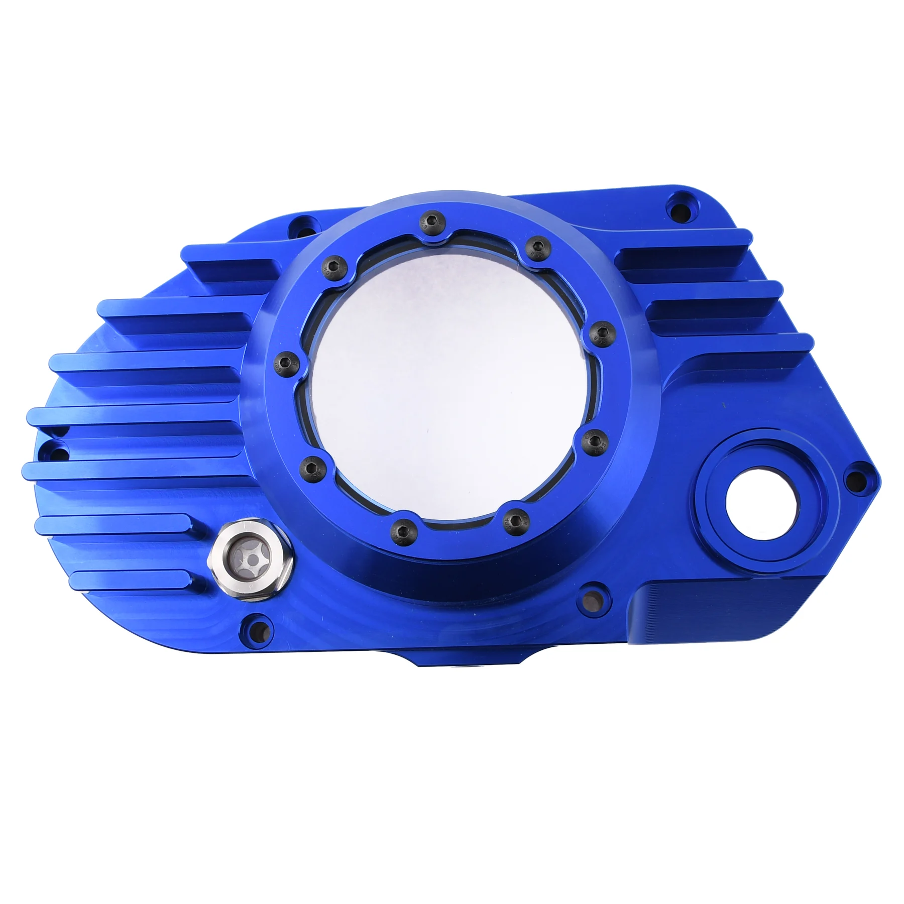 Pokrywa silnika Simson S51 SR50 lewa aluminium CNC clear niebieska + śruby DPR Performance — ujęcie 10
