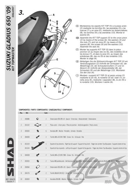 Stelaż kufra centralnego SHAD do Suzuki GLADIUS 650 — ujęcie 4