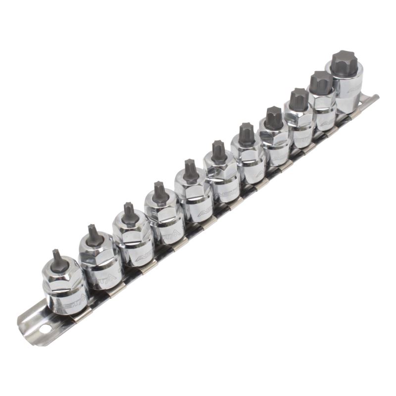 Zestaw kluczy trzpieniowych torx 3/8" niski profil na szynie, 11 elementów. ASTA A-11SBL — ujęcie 2