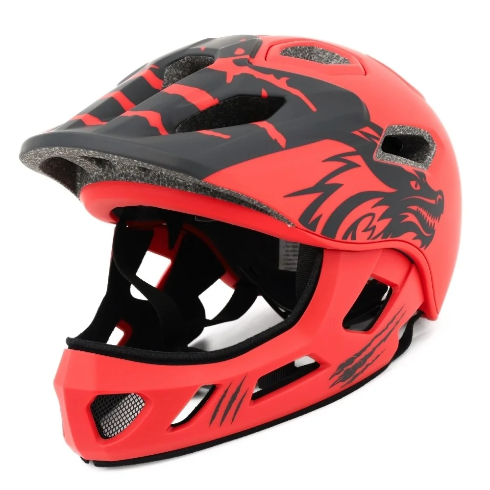 Kask rowerowy BTM-F1-S pełna szczęka smok czerwony 52-56 cm