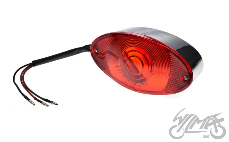 Lampa tylna chrom z czerwonym kloszem — 128 × 65 × 55 mm, AM9933 — ujęcie 1