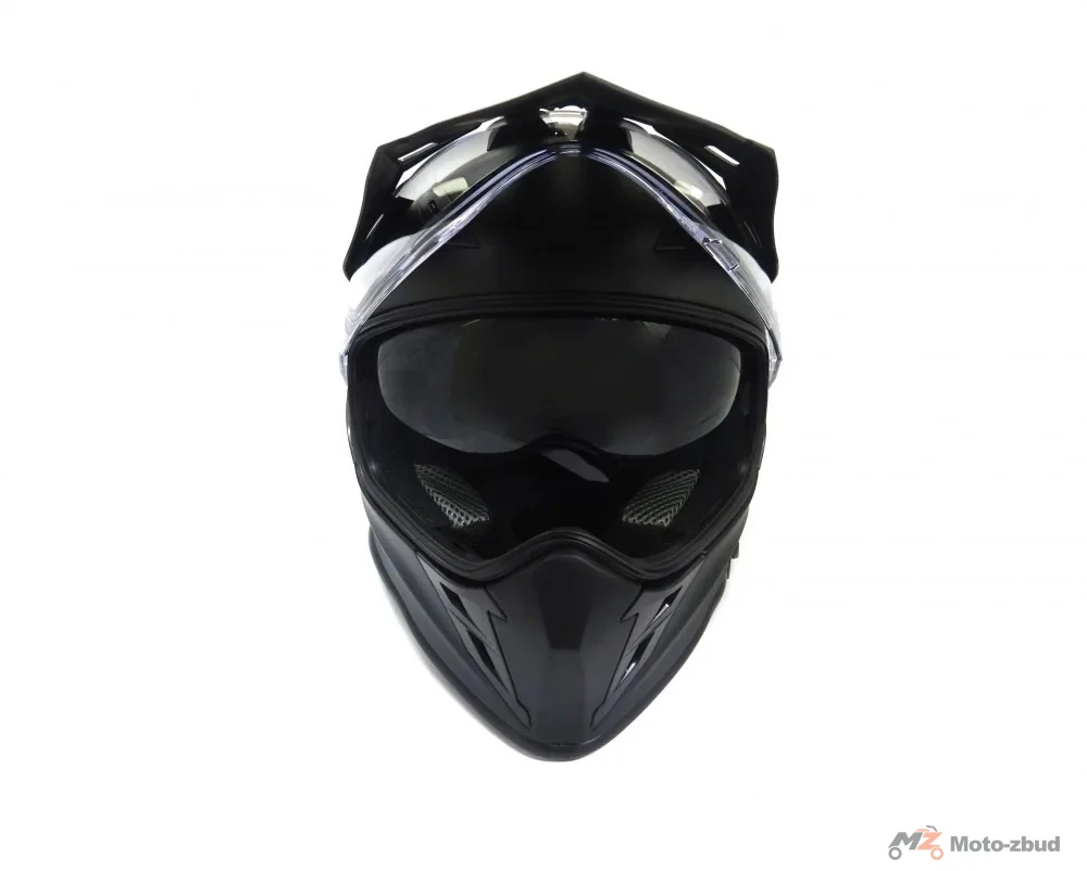 Kask VCAN model H331 Black Matt enduro z szybą i blendą czarny mat S — ujęcie 2