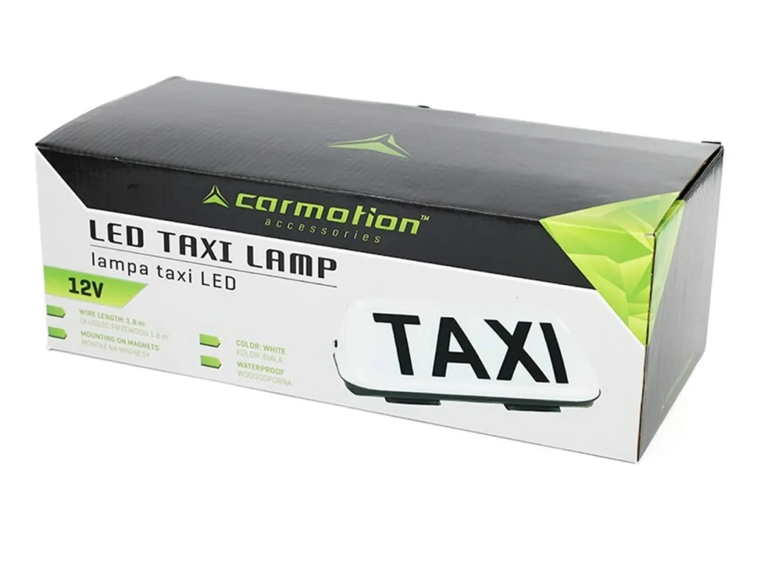 Lampa # Sygnalizator # Znak TAXI - na magnes BIAŁY z wtyczką zapalniczki — ujęcie 12