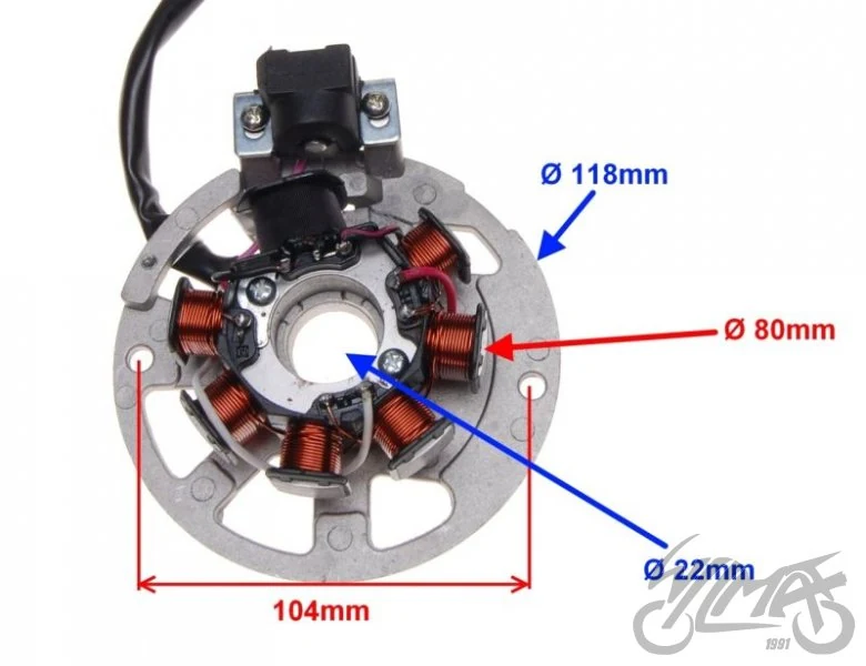 Stator zapłonu 5 przewodów 1 kostka 2 kable 2T — Keeway Hurricane / Keeway Focus — ujęcie 4