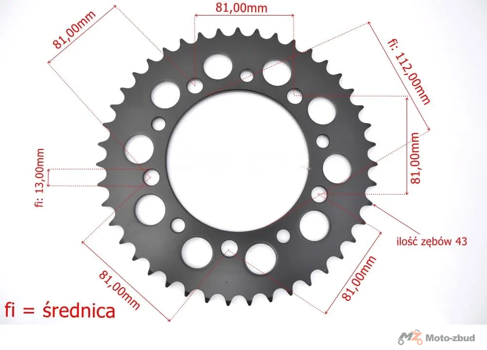 Zębatka tył 520 43Z 112 mm Honda CBR NC XL Yamaha YZF -R1 -R6 — ujęcie 2