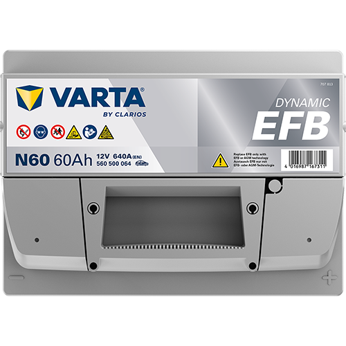 Akumulator 60 Ah 640A 242×175×190/P+ EFB Start-stop Varta 560500064K262 — ujęcie 4