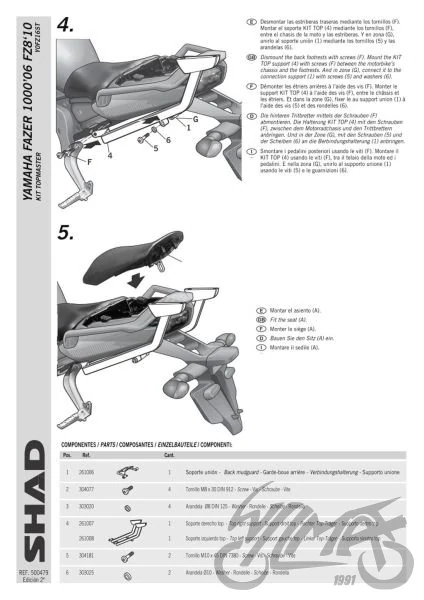 Stelaż kufra centralnego SHAD do Yamaha Fazer 1000 / FZ1 — ujęcie 3
