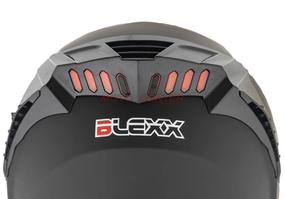 Kask zamknięty z blendą i lampą LED BLEXX FF953 czarny mat L ECER22.06 — ujęcie 7