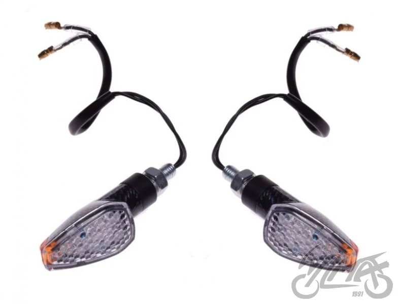 Kierunkowskazy LED carbon, biało-pomarańczowy klosz 12 V 1 W — para AM1330 — ujęcie 1