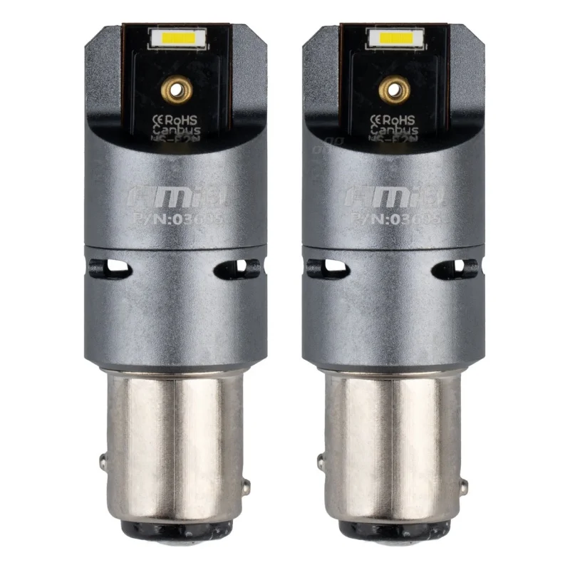 Żarówka P21/5W 12V/24V 2xLED SMD1860 CANBUS biała / wentylator AMIO (2szt.) — ujęcie 2