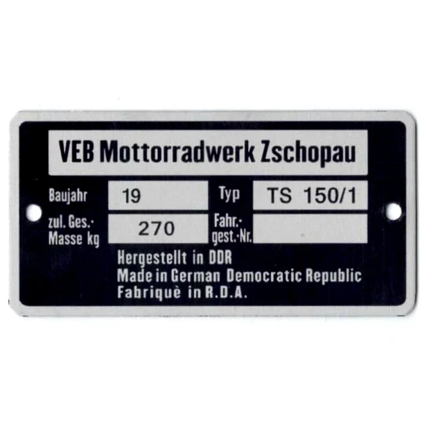 Tabliczka znamionowa MZ TS 150/1 PL — ujęcie 2