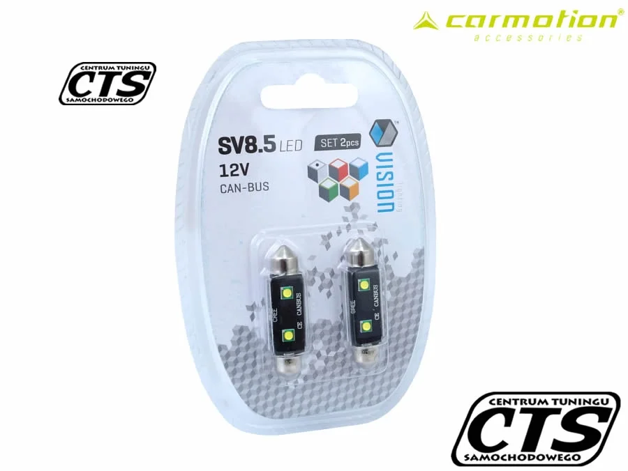 Żarówka rurkowa SV8.5 12V 41mm 2 SMD3535 LED CANBUS biała (2szt) — ujęcie 2