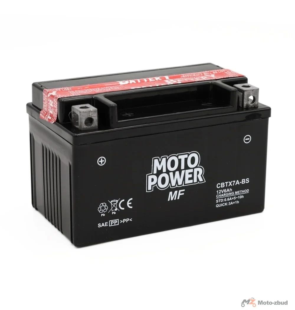 Akumulator MOTO power 12 V/6 Ah CBTX7A-BS suchoładowany (+-) (wys.x szer.x dł.) (95*88*150) (pakowane po 6 sztuk) (nr rej.E0011444BW)