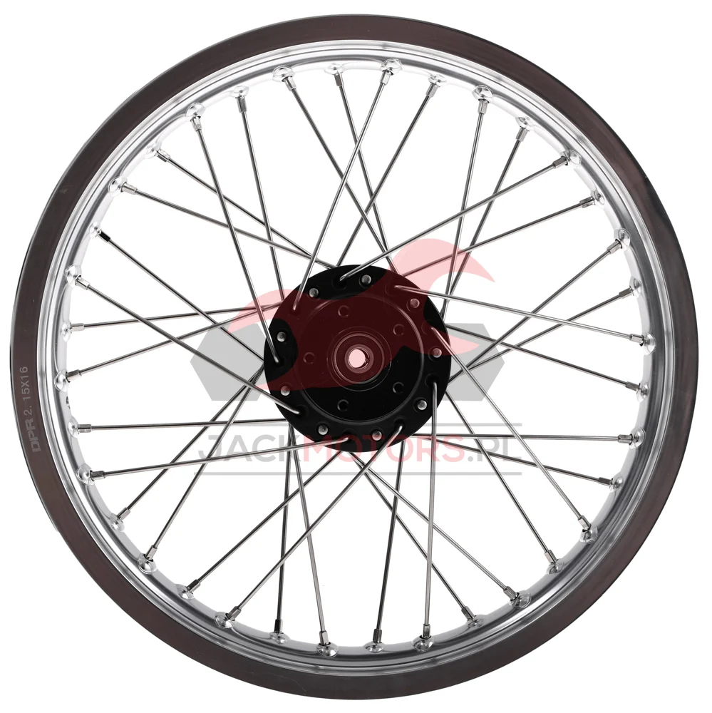 Koło jezdne Simson S51 2,15 × 16 aluminium DPR Classic czarna piasta + szprychy INOX — ujęcie 5