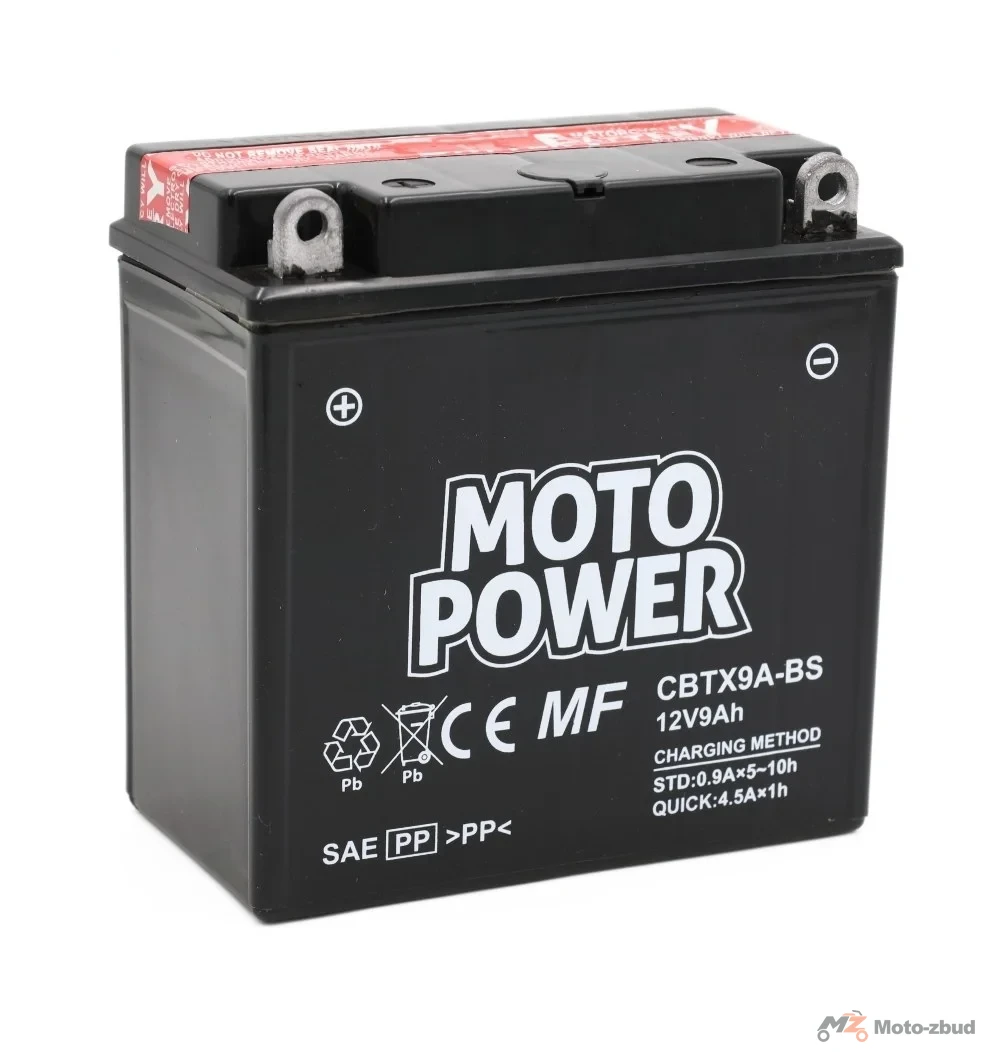 Akumulator MOTO power 12 V/9 Ah CBTX9A-BS suchoładowany (+-) (wys.x szer.x dł.) (135*76*135) (pakowane po 6 sztuk) (nr rej.E0011444BW)