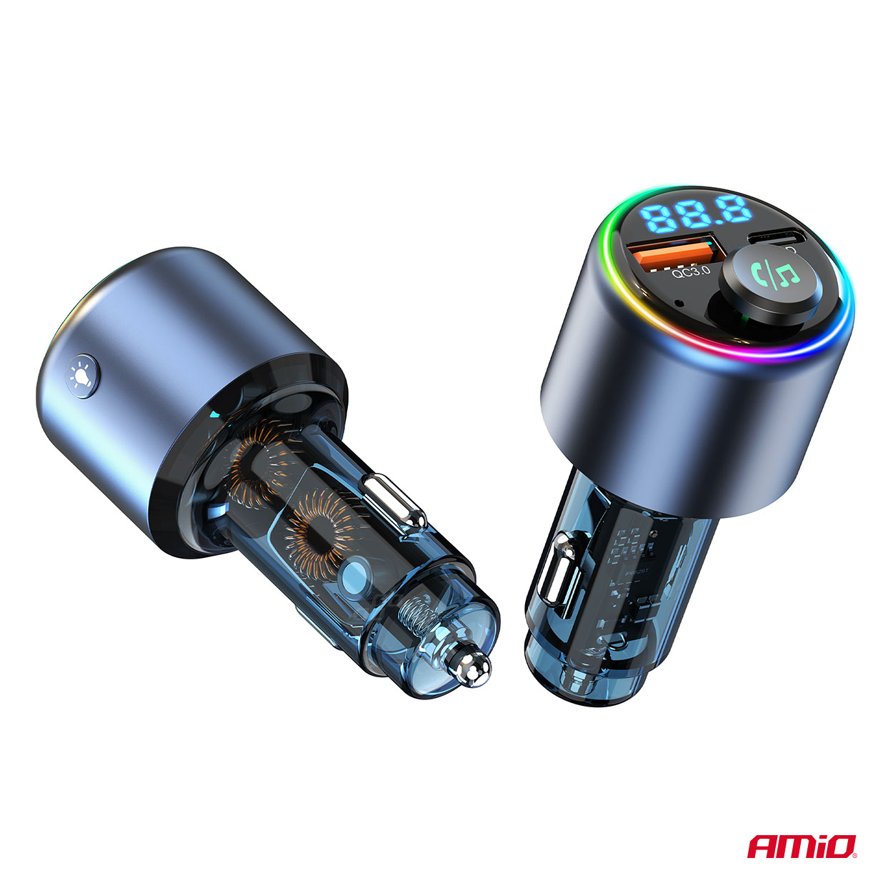Transmiter samochodowy FM 1×USB-A 1×USB-C 12 V 24 V — ujęcie 9