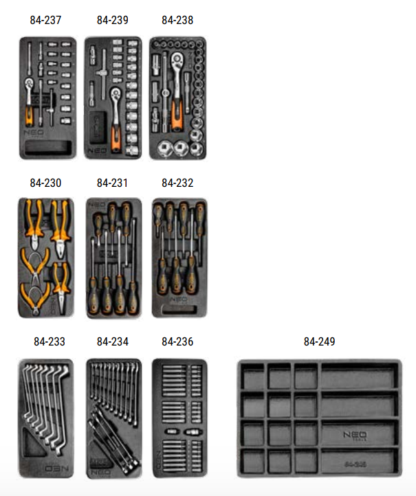 Wózek narzędziowy, 149 elementów, 6 szuflad NEO TOOLS 84-221+G — ujęcie 2