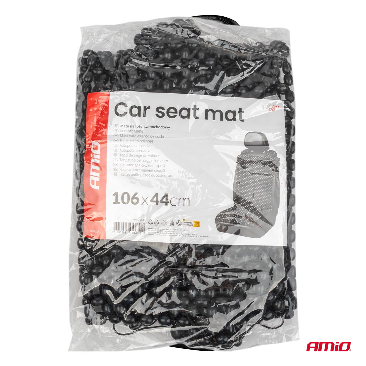 Mata na siedzenie fotel koralikowa szara koraliki do samochodu 44x106cm CSM-18 — ujęcie 7