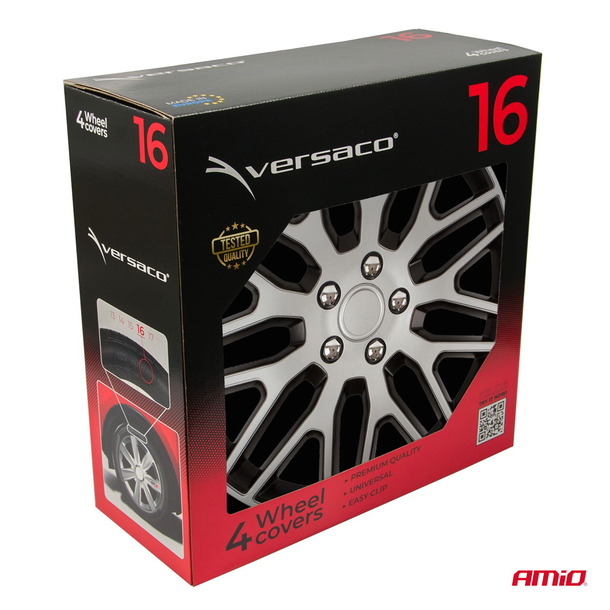 Kołpaki samochodowe 4szt. komplet Dakar czarno srebrne 16" cali COLOR BOX — ujęcie 4