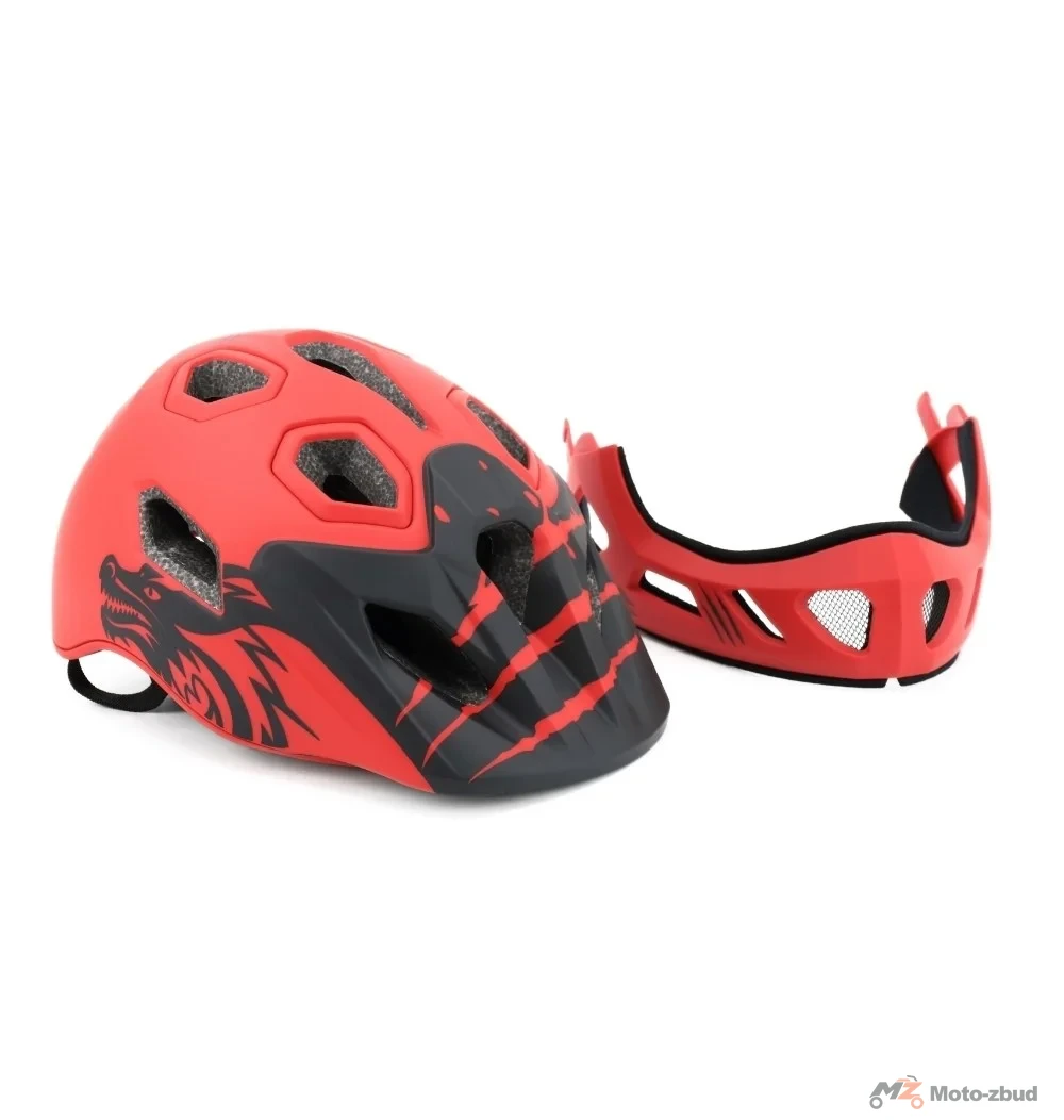 Kask rowerowy BTM-F1-S pełna szczęka smok czerwony 52-56 cm — ujęcie 5