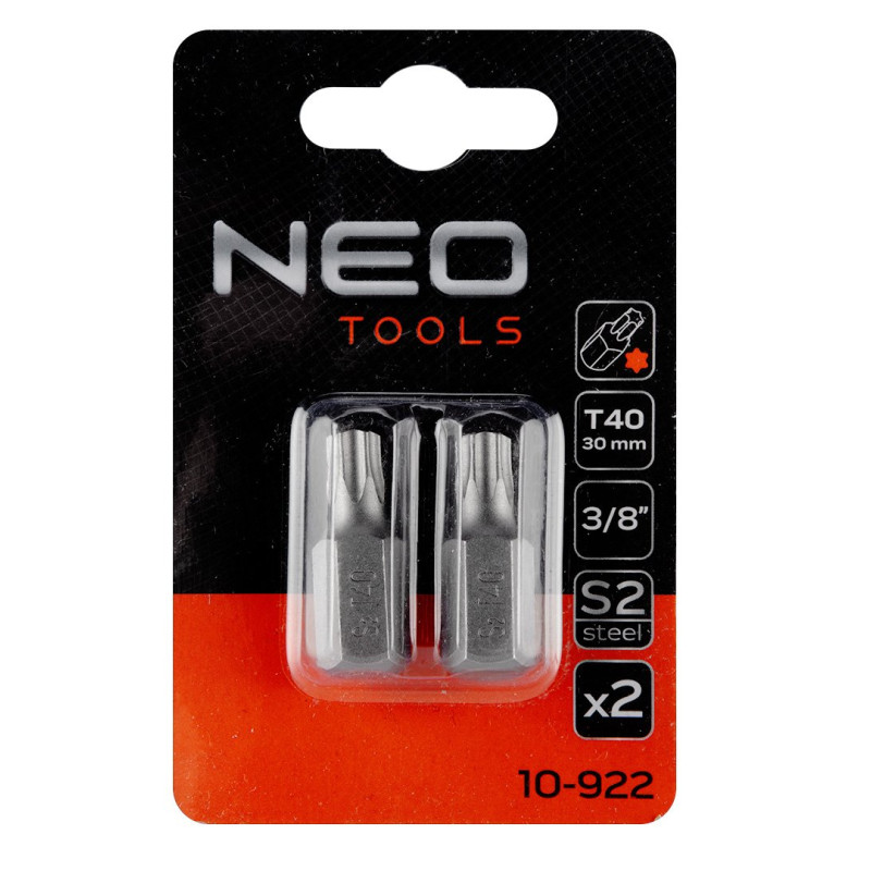 Bit torx T40×30 mm S2 krótki 2 elementów NEO TOOLS 10-922 — ujęcie 2