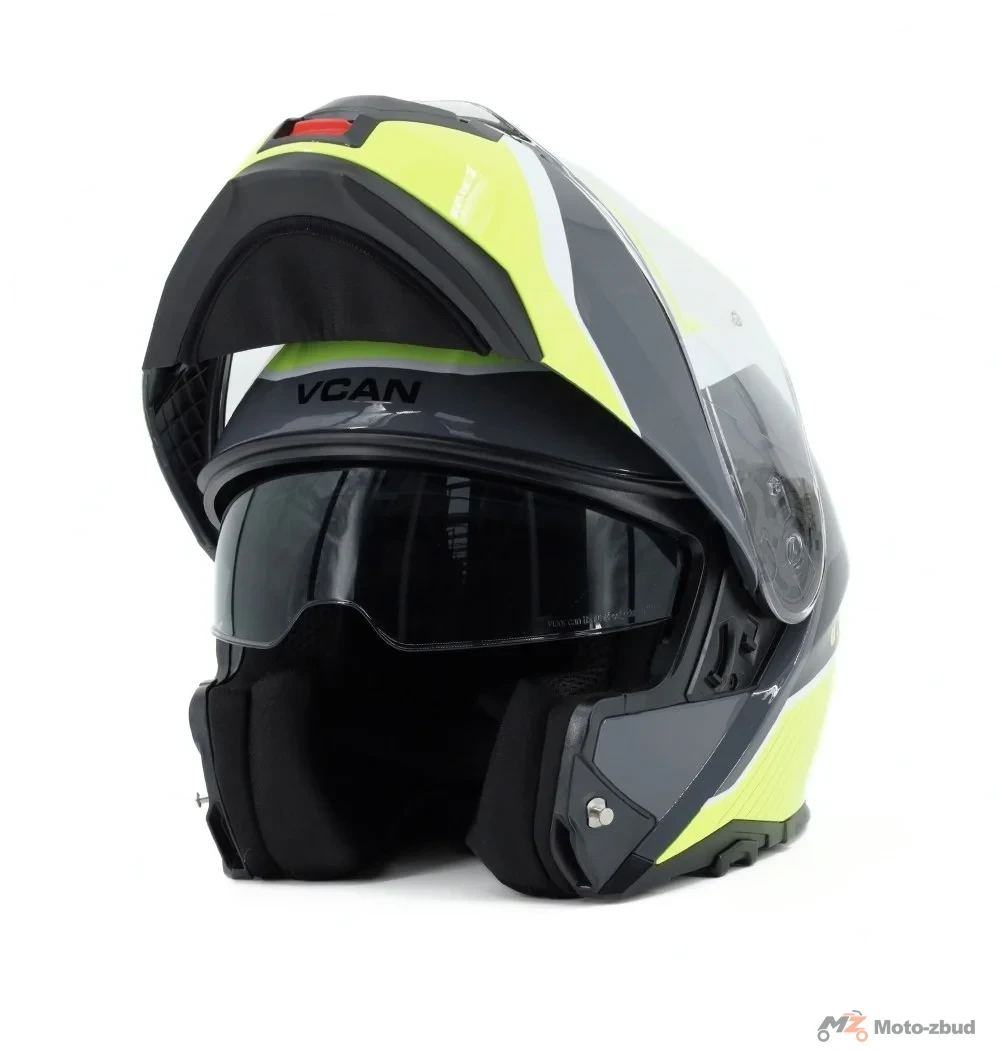 Kask VCAN model H272 sports yellow Black z podnoszoną szczęką i blendą czarno-szaro-żółty M — ujęcie 5