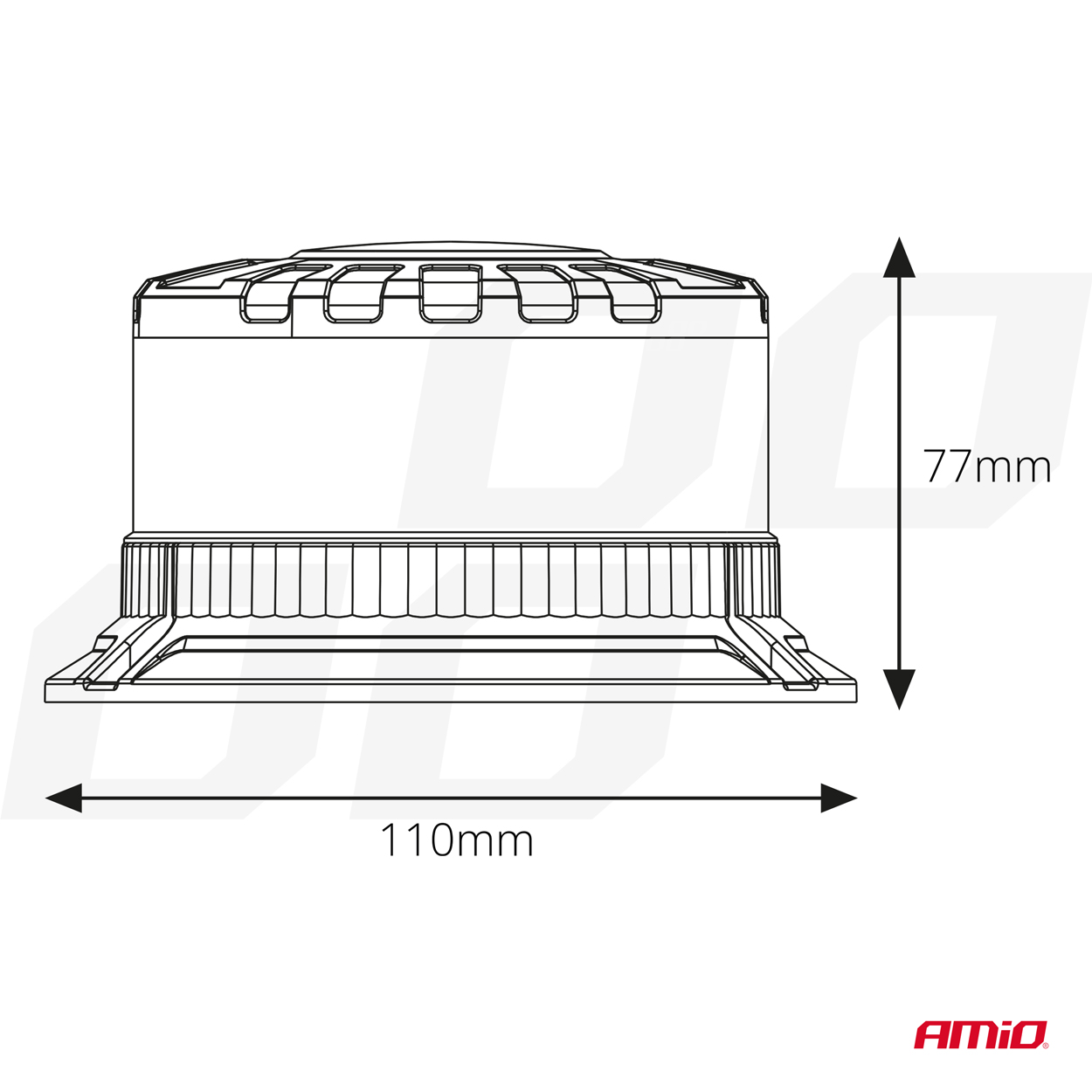 Lampa ostrzegawcza błyskowa kogut LED W28B 12 V 24 V — ujęcie 5