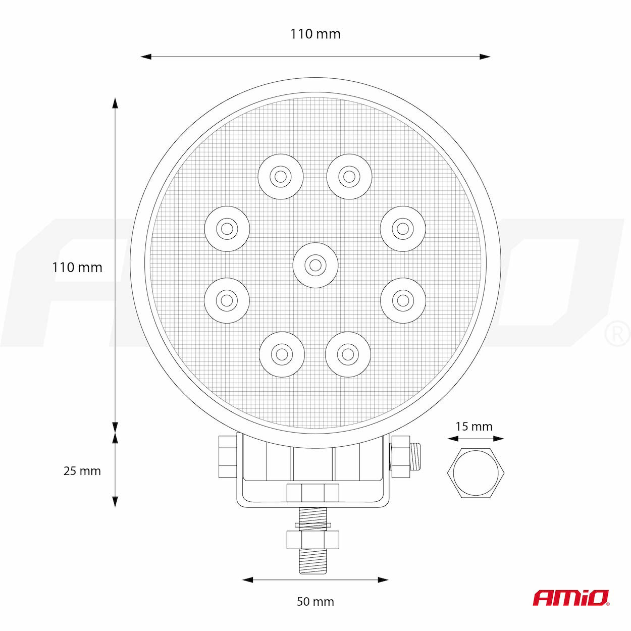 Lampa robocza LED szperacz AWL06 9 LED 12 V 24 V — ujęcie 12
