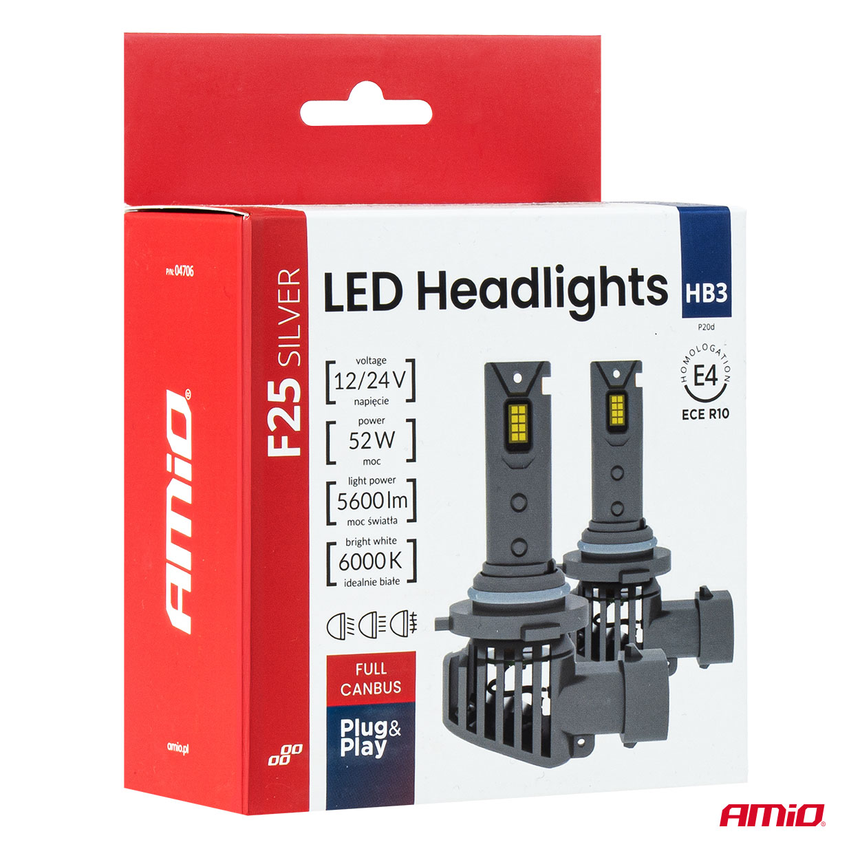 Żarówki samochodowe LED F25 SILVER FULL CANBUS 52 W HB3 9005 12 V 24 V — ujęcie 8