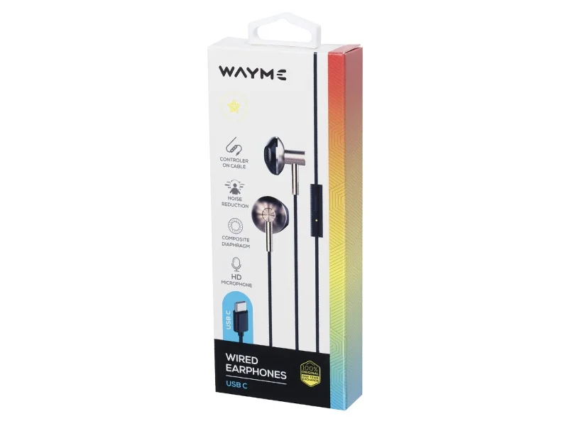 Słuchawki douszne przewodowez mikrofonem wtyczka usb-c wayme — ujęcie 2