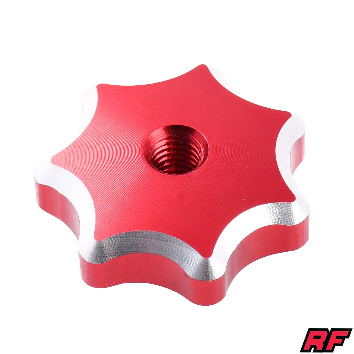 Nakrętka pokrywy bocznej / silnika Simson M6 aluminium CNC czerwona Racing Force — ujęcie 1