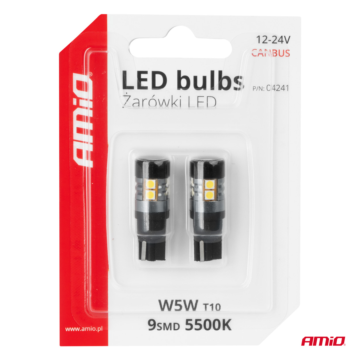 Żarówki LED CANBUS T10 W5W 9 SMD 3030 White 12 V 24 V — ujęcie 5