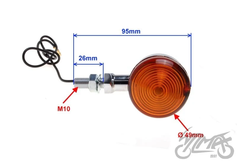 Kierunkowskaz chrom Bullet, krótki wspornik 10 mm, 12 V 23 W — AL60721 — ujęcie 2