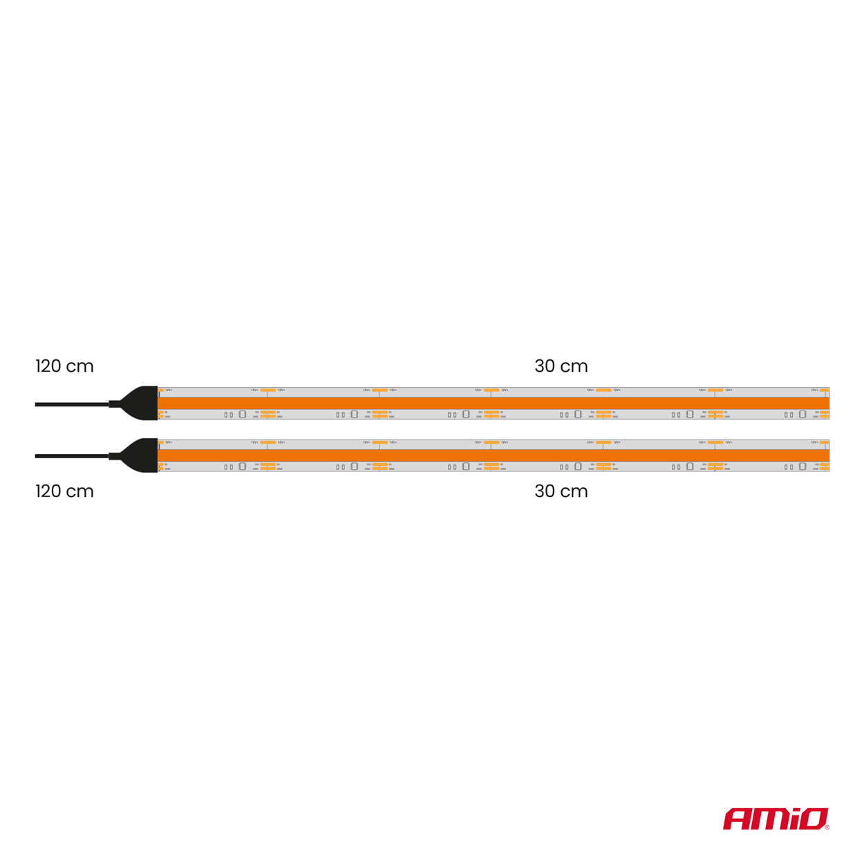 Paski LED COB do samochodu pomarańczowe 2x30cm 12 V — ujęcie 9
