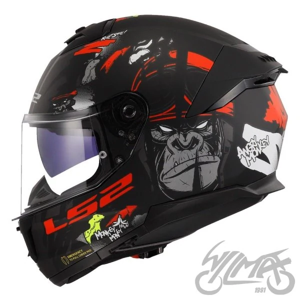 Kask LS2 FF808 Stream II Angry Monkey B.Red — rozmiar S — ujęcie 2
