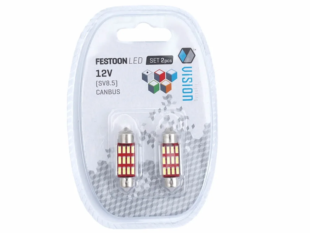Żarówka rurkowa SV8.5 12V 36mm 12 SMD4014 LED CANBUS biała (2szt) — ujęcie 2