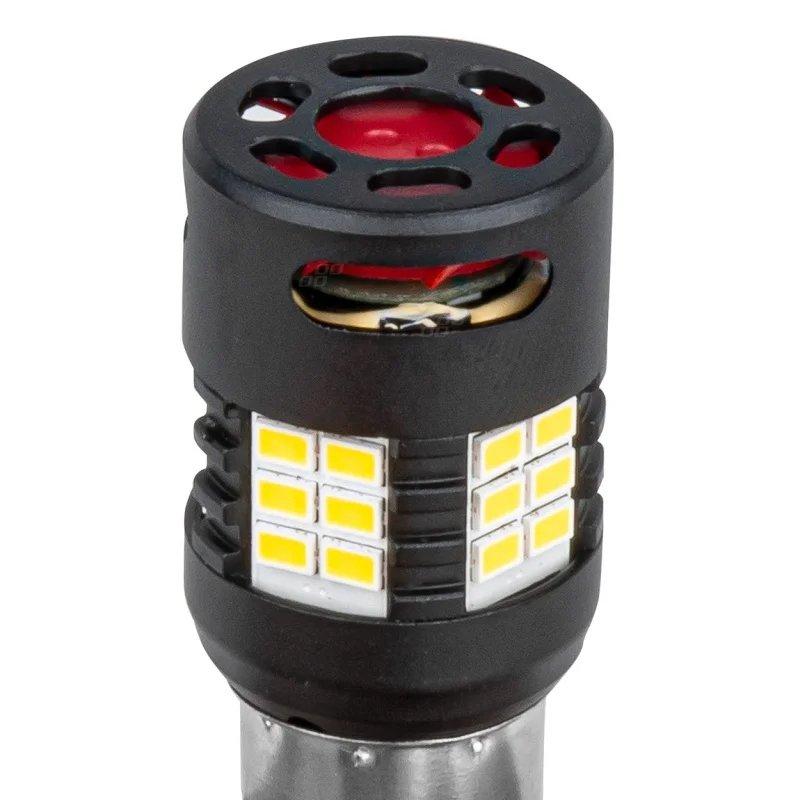 Żarówka BA15S P21W R10W R5W 12V/24V 24x3020 SMD LED FAN CANBUS PRO biała AMIO (2szt.) — ujęcie 4