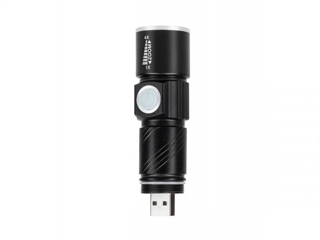 Latarka diodowa ALU 3W LED - akumulator USB — ujęcie 3