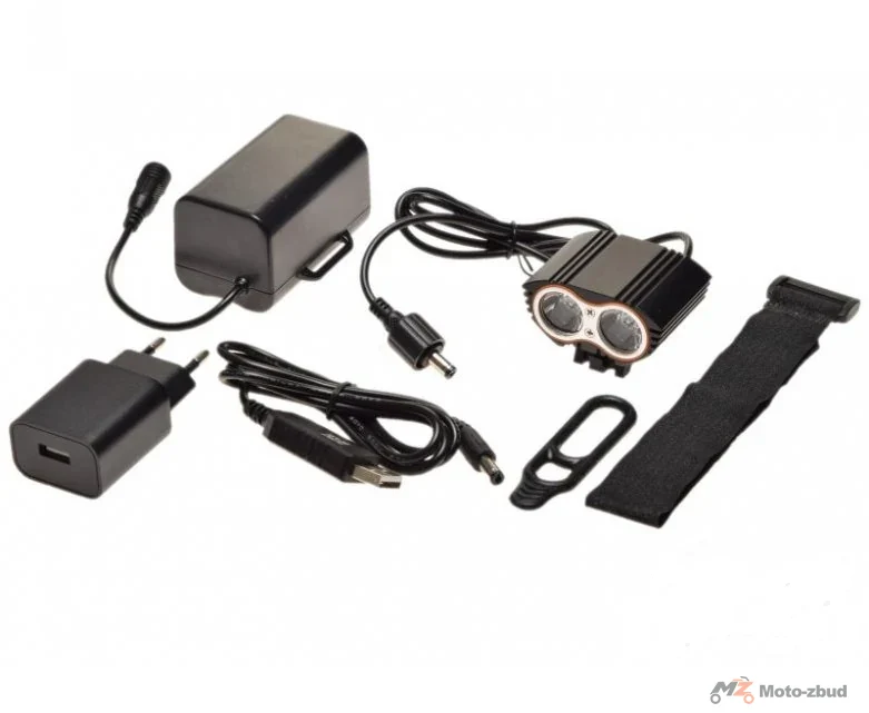 Lampka rowerowa przednia 2 x LED czarna 4800 mAh
