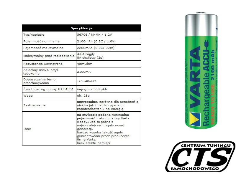 Akumulatorki R6 AA - 4szt. - Varta Ready2use Ni-MH 2100mAh — ujęcie 2