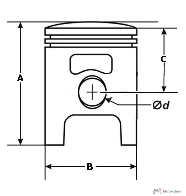 Tłok 40,75 × 12 × 25,50 mm, skuter 2T HONDA DIO ZX 50 cm³ — ujęcie 2